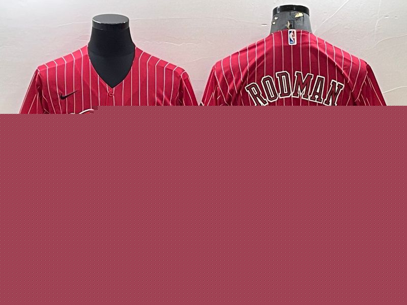 Men Chicago Bulls #91 Rodman Red Stripe 2022 Nike Co branded NBA Jersey